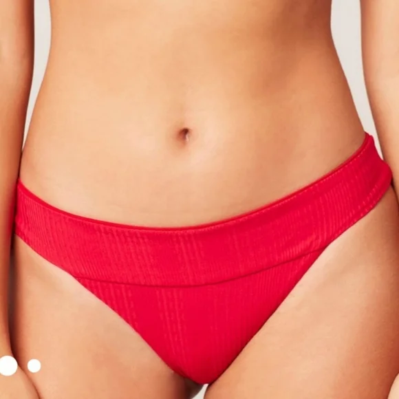 NEW l*space Veronica Ribbed Bikini Swimsuit Bottom XS Red