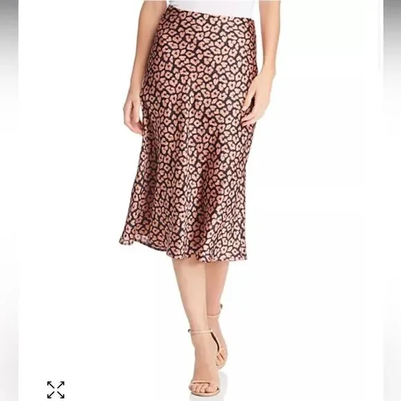 NWTs Cotton Candy LA Leopard Print Satin Midi Skirt Size Small