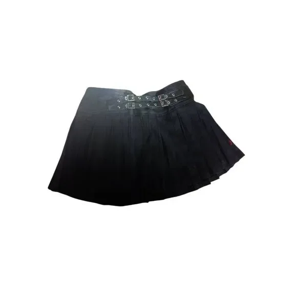 Royal bones by daang small black Pleated mini skirt Goth punk dark academia Loli
