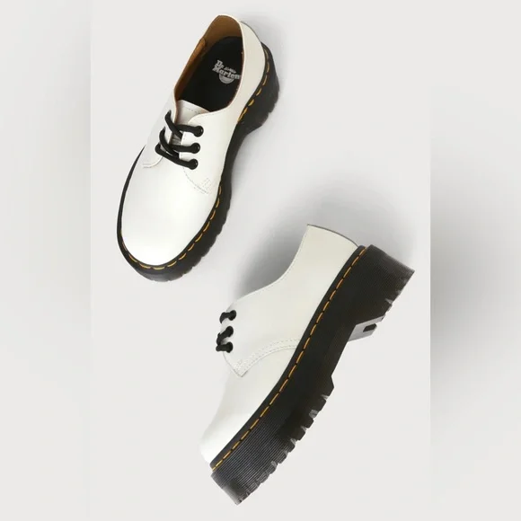 Dr. Martens 1461 Quad White Smooth Leather Platform Shoes Women’s Size 6