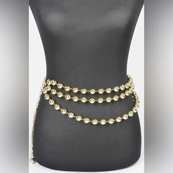 Chunky Metal Chain Adjustable Waist Statement Belt