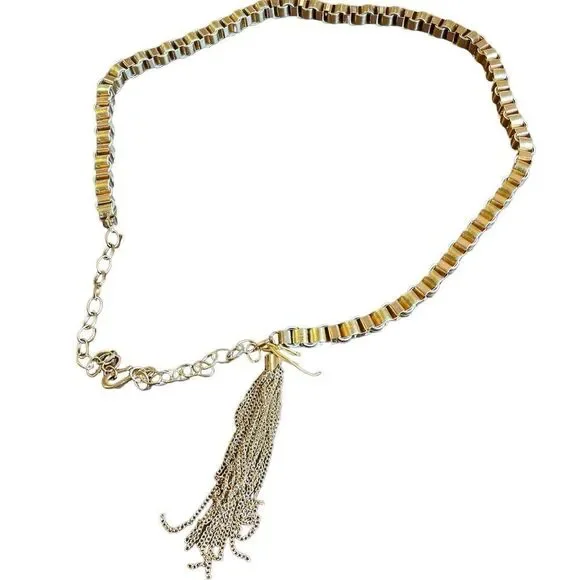 BEBE gold tassel belt