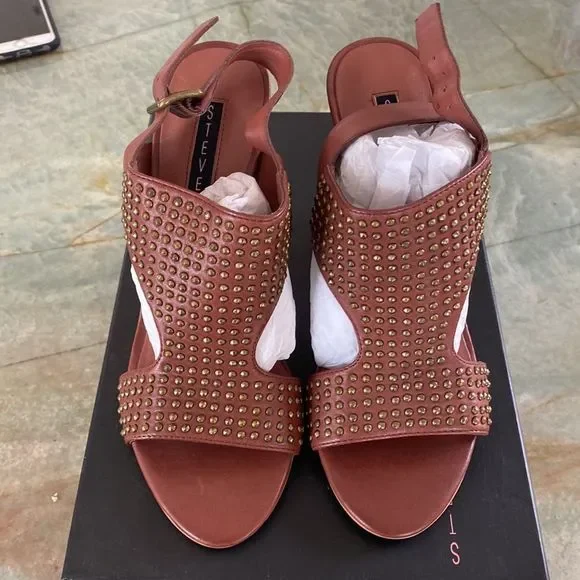 Steven by Steve Madden Carsenn Cognac Studded Leather Heels