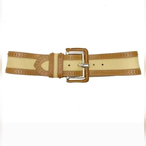 Vintage Linea Pelle Laser Cut Leather Belt Size S