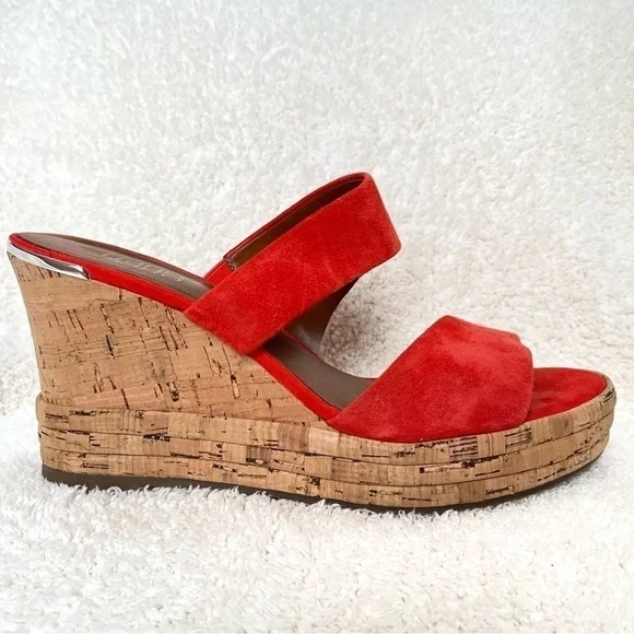 Franco Sarto Tangelo Fiore Wedge Platform Slip on Sandals 4” Cork Size 8.5 M