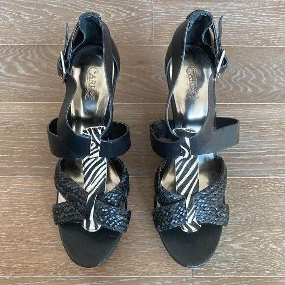 NEW Carlos Santana Zebra Wedge Sandals | 10