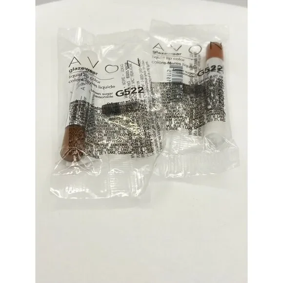 2 ~ Avon ~ Glazewear Lipstick Brown Sugar Samples ~ Sealed