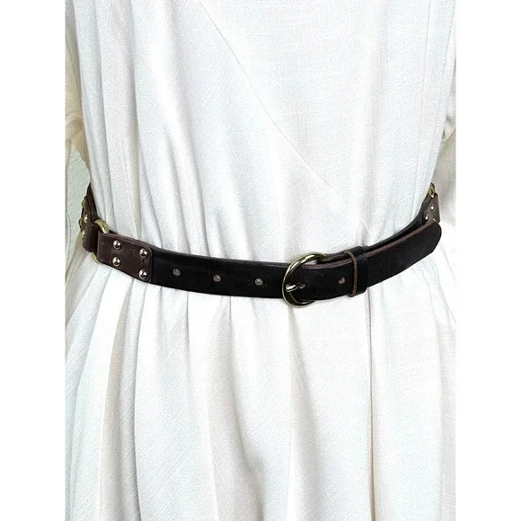 Banana Republic Leather Belt XS Equestrian Ralph Lauren Style Brown Brass Ring
