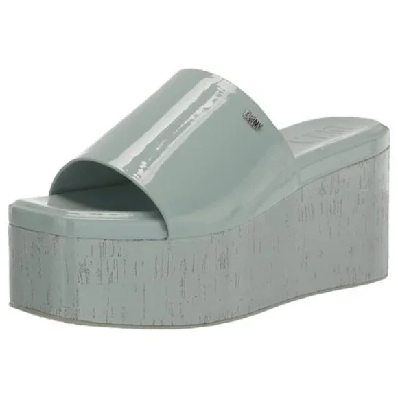 DKNY Women's Everyday Adalira-Platform Sandal Size 6M/36 EUR Patent PU SAGE