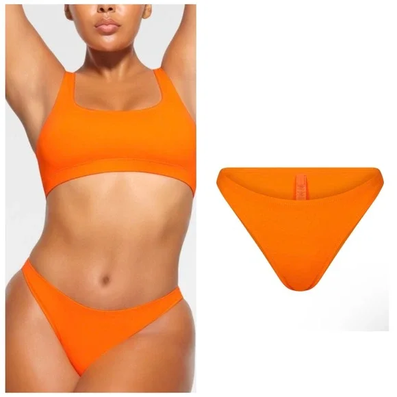 SKIMS Recycled Swim Mid Coverage Bottom Orange XL BB-BRF-3980 NEW