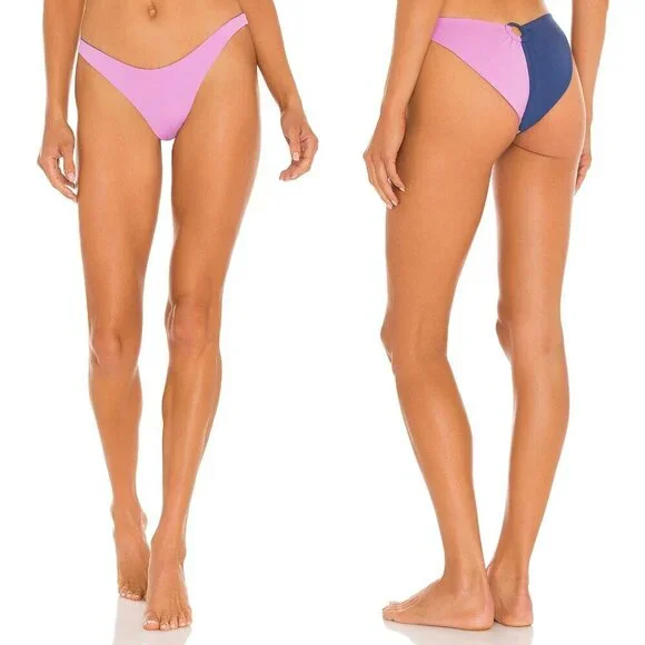 NWT l*space Mercury Back Ring Detail Color Block Bikini Bottom in Indigo…
