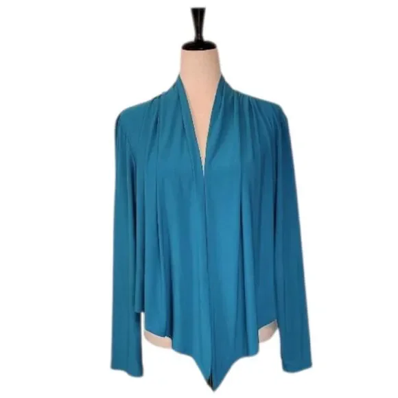 Anttony Original Teal Pleated Open Drape Cardigan Size XL