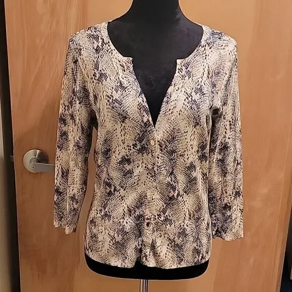 WHBM snakeskin print short cardigan size M