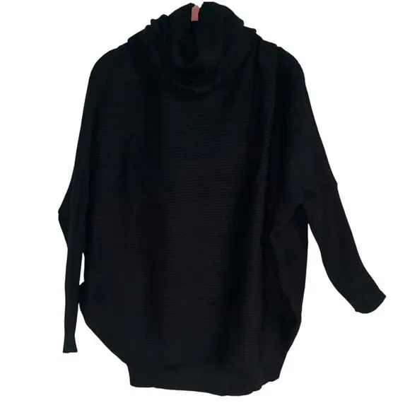 French Connection Black Ribbed Cowl Neck Sweater NWT Size M
