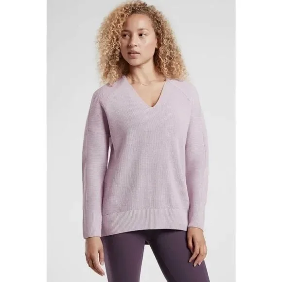 Athleta Hanover V-Neck Sweater Lilac Size Small