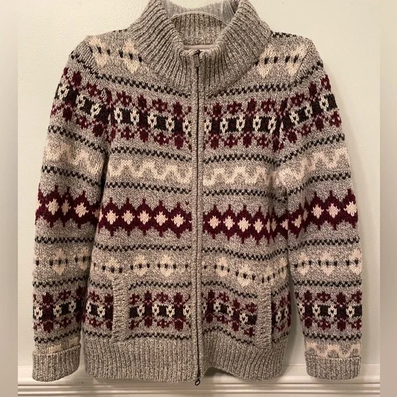 L.L. Bean 100% Lambswool Full Zip Cardigan Size Extra Small