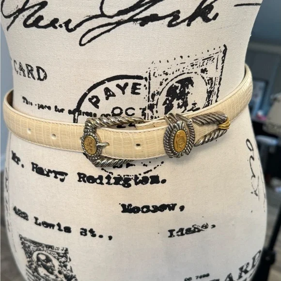 Chic Cream Belt with Gold and Silver Accents