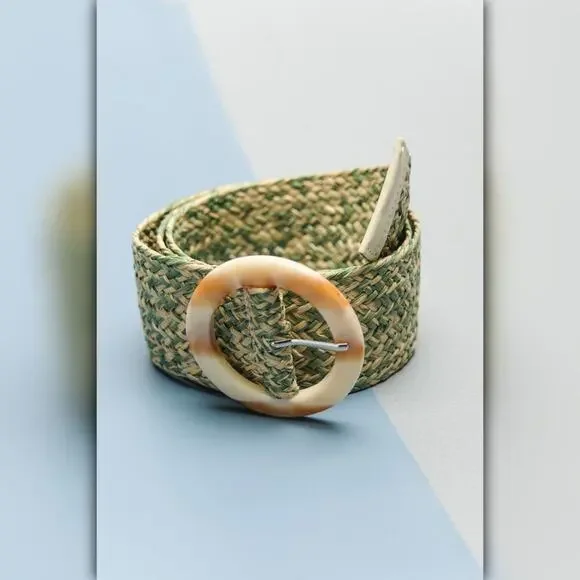 A255-B • Marble Buckle Woven Stretch Waist Belt