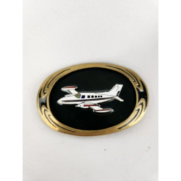 Cessna Business liner Brass Aviation‎ Airplane Plane Vintage 80s Belt Buckle