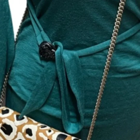 Authentic Gucci Rare Hysteria Black Heart & Teal Wool Adjustable Belt