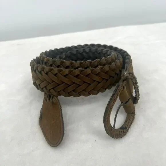 Unbranded Nubuck Braided Belt Wrapped Buckle Soft Brown 2X Cowgirl Gorpcore