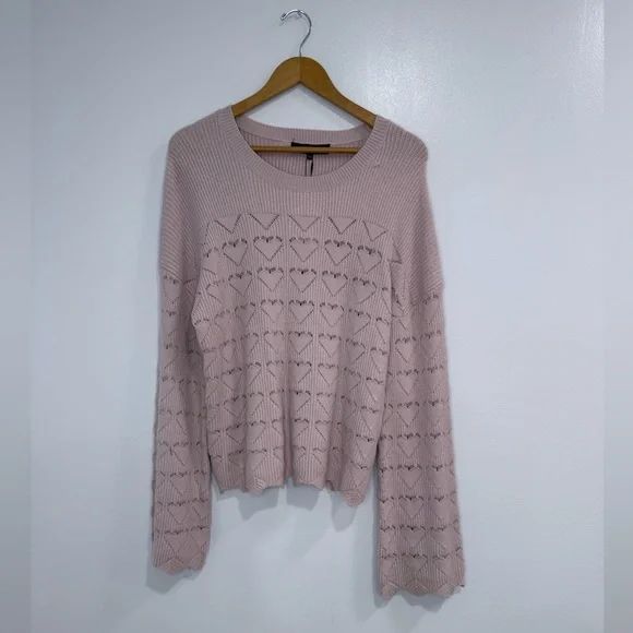Elegant Pink Heart Knit Blouse