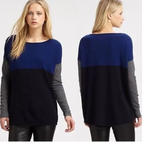 Coldwater Creek Color Block Soft Merino Wool Blend Sweater Size XL