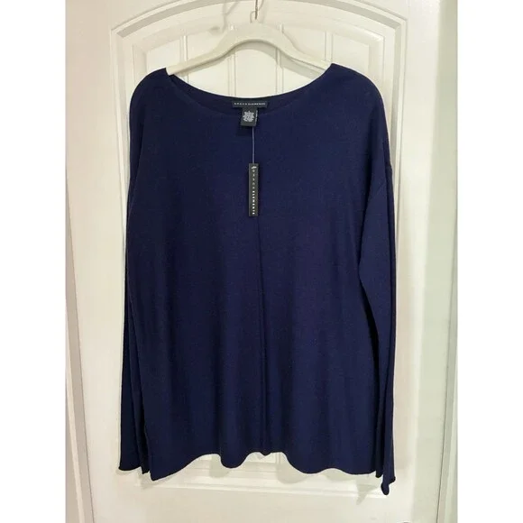 Grace Elements Womens Sweater Navy Blue Large NWT Cashmere Blend