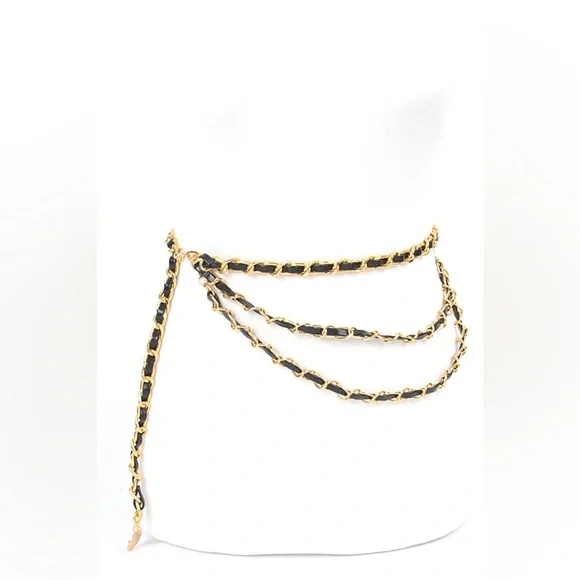 Plus Size Vegan Leather Chain Statement Belt