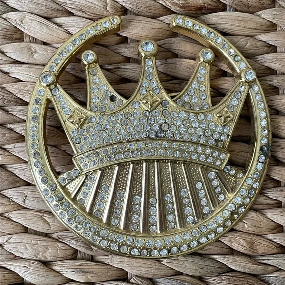 GF brand Vintage Gold & Silver Crown Belt Buckle
