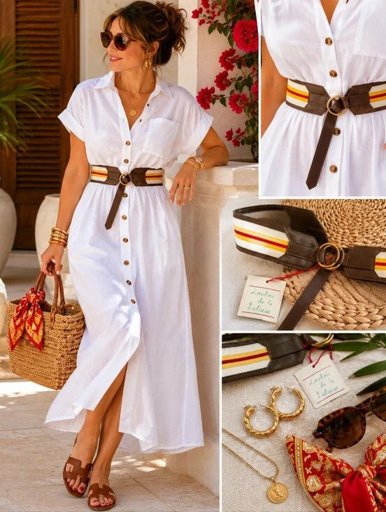 Loulou de la Falaise 1X Wide Leather Waist Belt Brown Stripe O Ring NWT