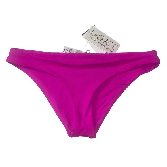L*SPACE‎ Sandy Bottom Bikini Bottoms Fuchsia Pink Swimsuit Medium M NWOT