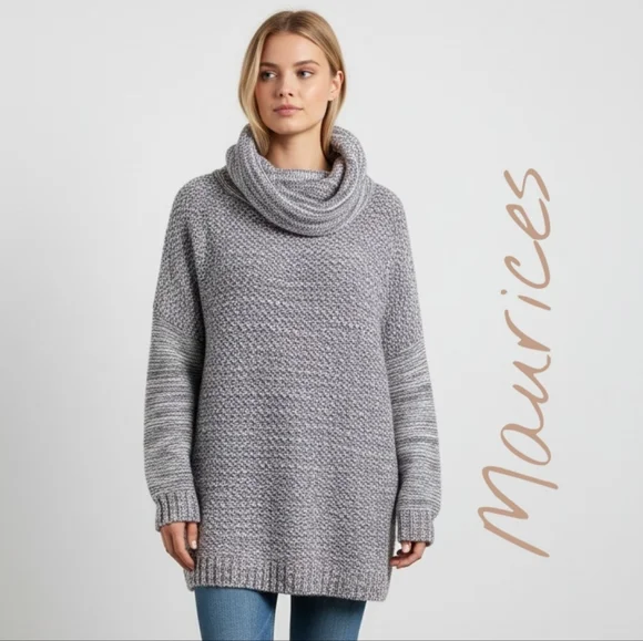 Maurices Women's Size Small Heathered Gray Cowl Neck Sweater