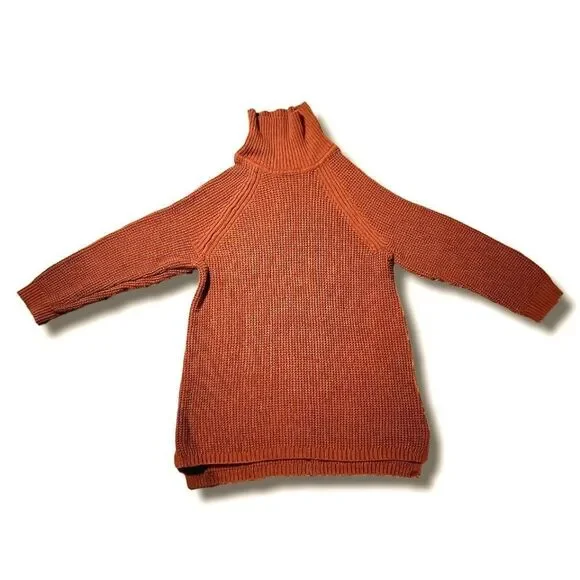 WomanWithin Modest Ribbed Plus Burnt Orange Mockneck Sweater 14/16