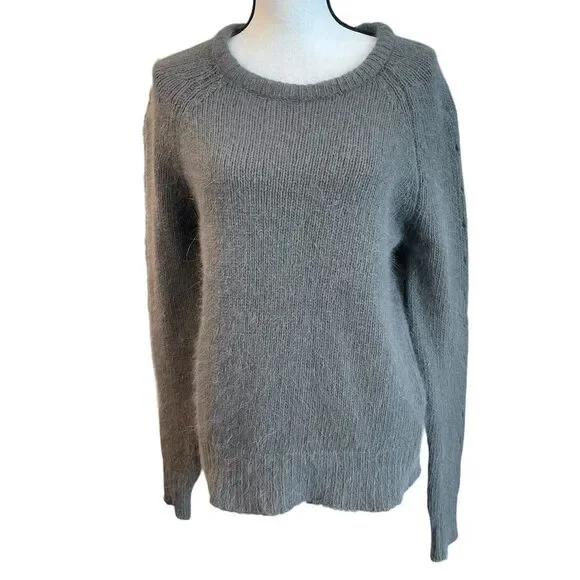 Siwy Womens Pallenberg Sweater Feather Gray Angora Wool Long Sleeve Pullover XS
