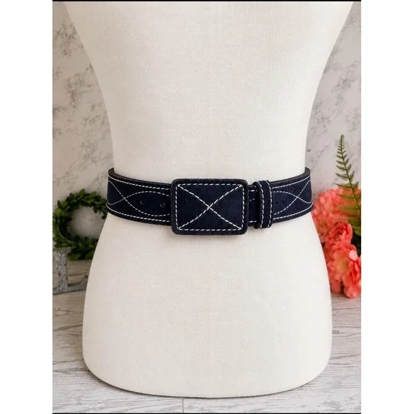 Vintage JC Penneys Blue Suede Belt 1.5