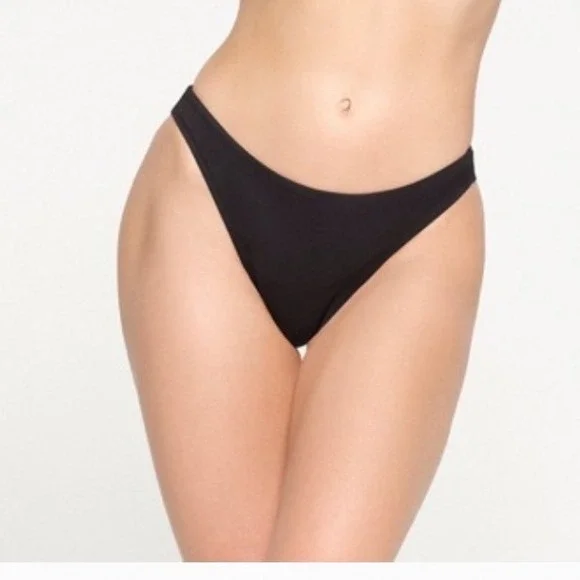 SKIMS Recycled Swim Mid Coverage Bikini Bottom Onyx Black 2X NWT