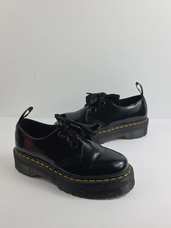 Dr. Martens Holly Black Patent Leather Platform Women's Shoes Size 9