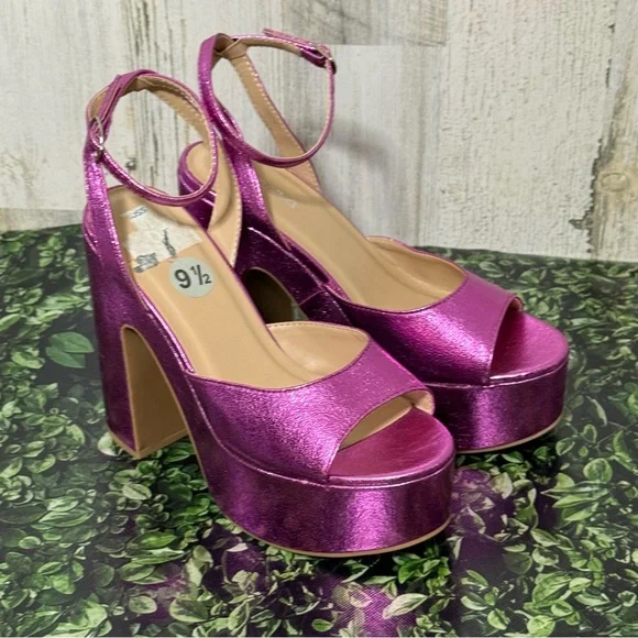 Soda Metallic Pink Platform 5” Heels