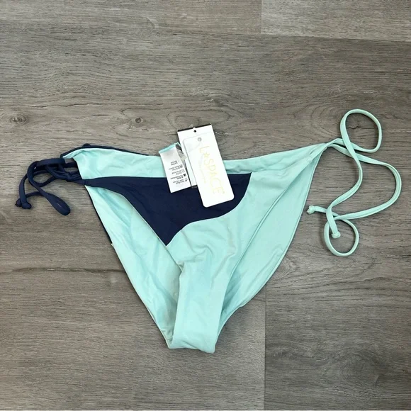 NWT L*space Dani Full‎ Bikini Bottoms Swimwear Womens Side Tie Blue Size Medium