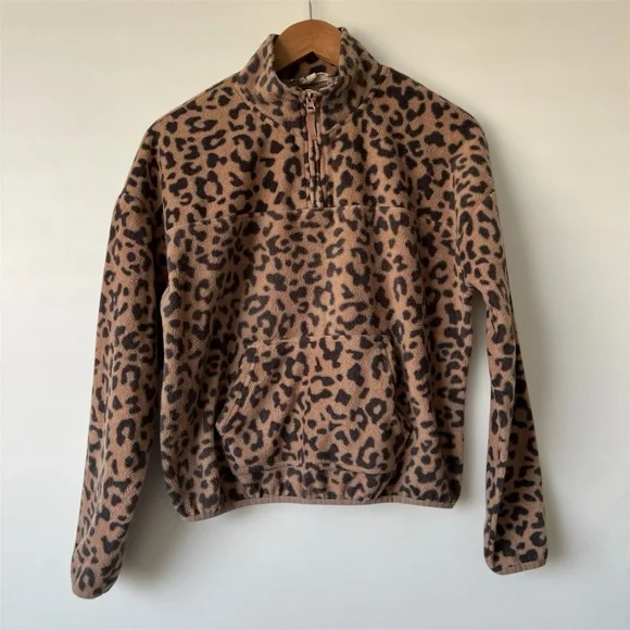 Hippie Rose Brown and Black Fleece Top Medium