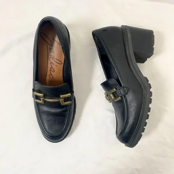 Zodiac 90s Style Chunky Destroyer Black Leather Platform Oxford Loafers US 10