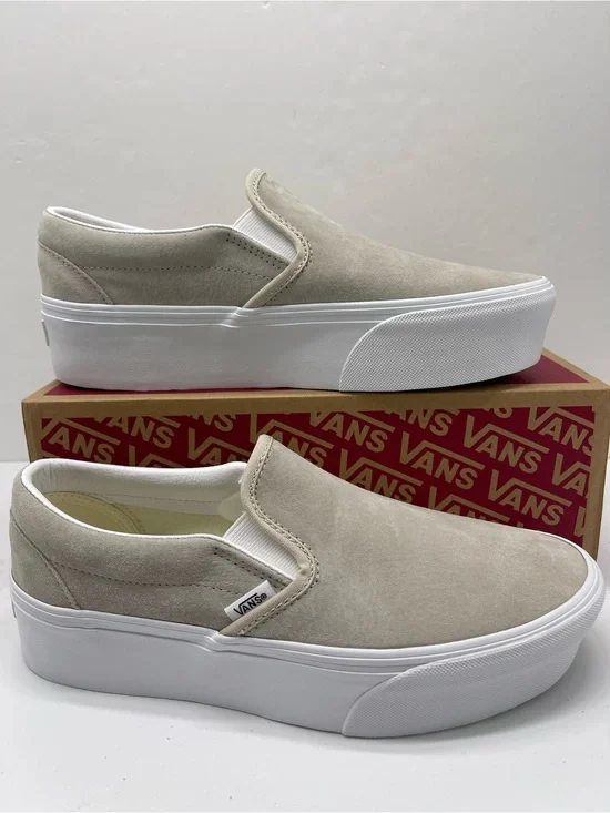 Vans Classic Slip-On Stackform NUBUCK OATMEAL VN000E8C2N1 Platform Sneakers