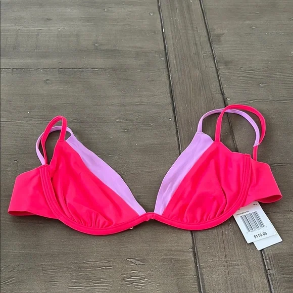 L*Space Pink and Purple Fused Zendaya Top Bikini Swimwear
