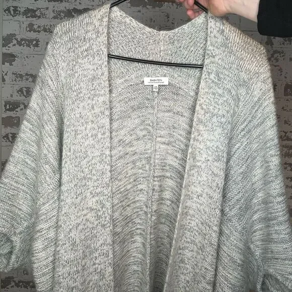 Babaton | women gray wool alpaca mohair blend sweater cardigan