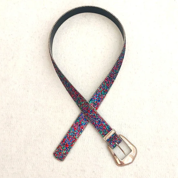 Multicolor Glitter Western Belt NWOT