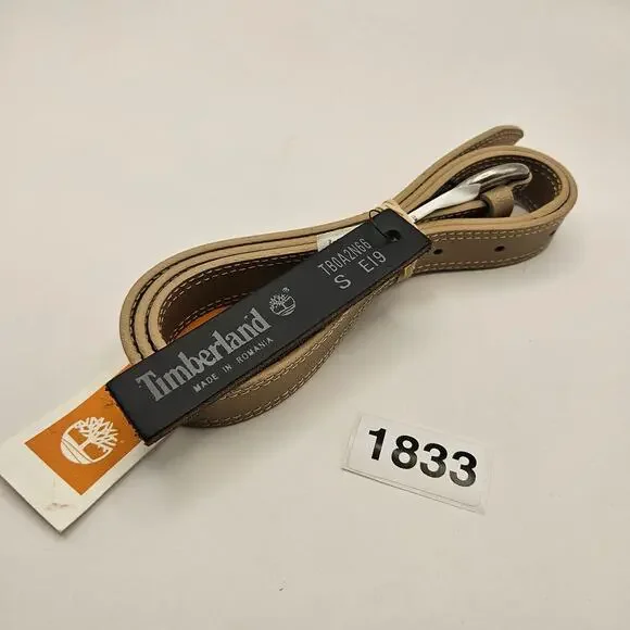TIMBERLAND WOMEN'S S OVAL BUCKLE BELT BEIGE MADE IN ROMANIA TB0A2N66 EI9 NWT