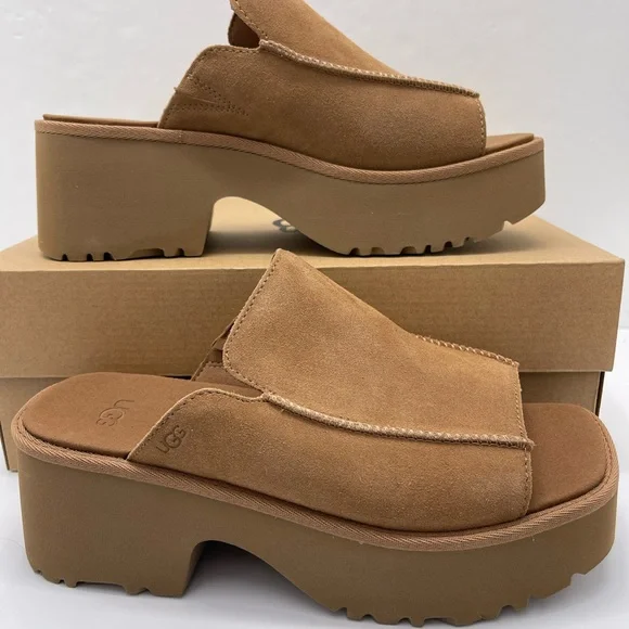 UGG Platform Slide Mules Sandals W / 1167476 W NEW HEIGHTS SLIDE Chestnut