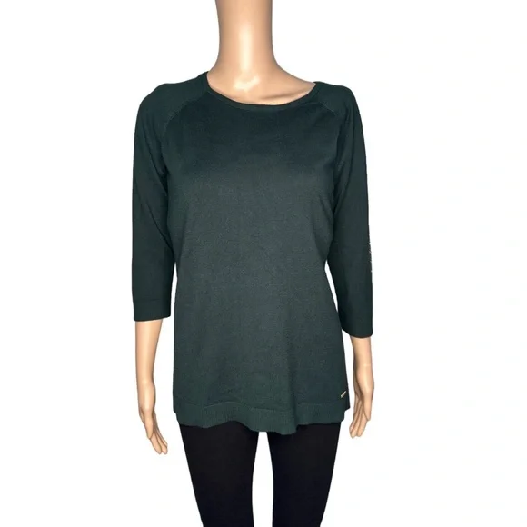 Calvin Klein women green long sleeve crewneck sweater size M