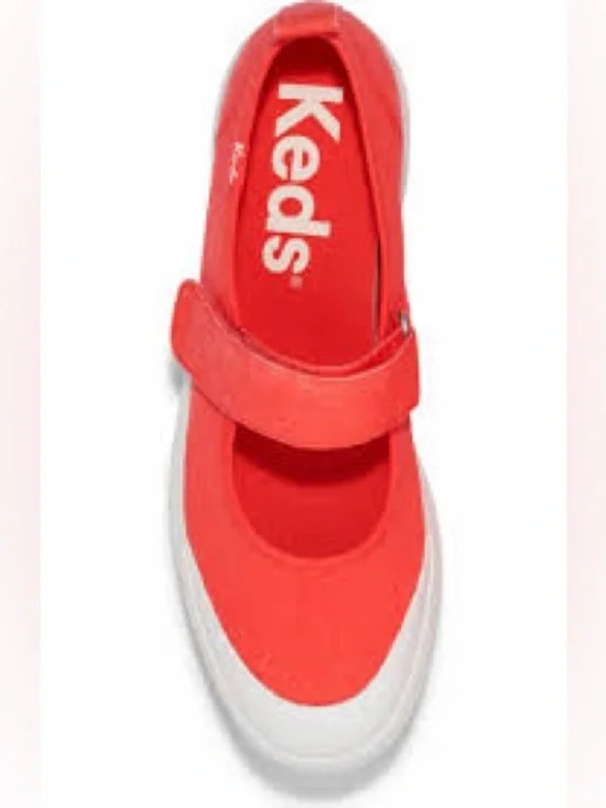 Keds women’s Mary Jane Canvas Sneaker in Coral Red 7.5